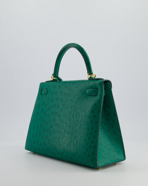 Hermès Kelly 28 Sellier Bag in Vert Vertigo Ostrich Leather with Gold Hardware