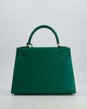 Hermès Kelly 28 Sellier Bag in Vert Vertigo Ostrich Leather with Gold Hardware