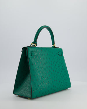 Hermès Kelly 28 Sellier Bag in Vert Vertigo Ostrich Leather with Gold Hardware