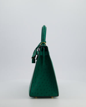 Hermès Kelly 28 Sellier Bag in Vert Vertigo Ostrich Leather with Gold Hardware