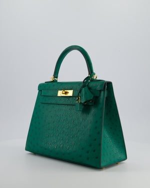Hermès Kelly 28 Sellier Bag in Vert Vertigo Ostrich Leather with Gold Hardware