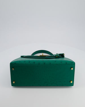 Hermès Kelly 28 Sellier Bag in Vert Vertigo Ostrich Leather with Gold Hardware