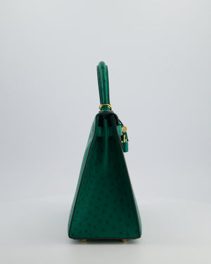 Hermès Kelly 28 Sellier Bag in Vert Vertigo Ostrich Leather with Gold Hardware