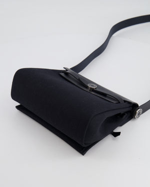 Hermes Mini Herbag 20 in Noir Toile Militaire and Vache Hunter Leather with Palladium Hardware