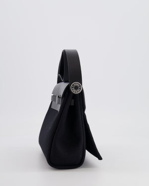 Hermes Mini Herbag 20 in Noir Toile Militaire and Vache Hunter Leather with Palladium Hardware