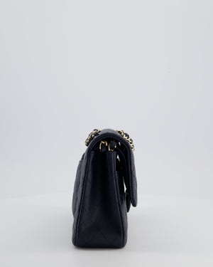 Chanel Navy Classic Medium Double Flap Bag in Caviar Leather with Champagne Gold Hardware