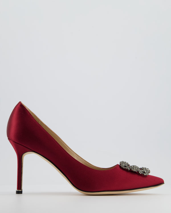 Manolo Blahnik Burgundy Satin Hangisi Heels Size EU 43 RRP £1,035