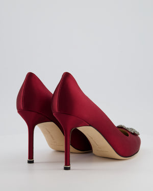Manolo Blahnik Burgundy Satin Hangisi Heels Size EU 43 RRP £1,035