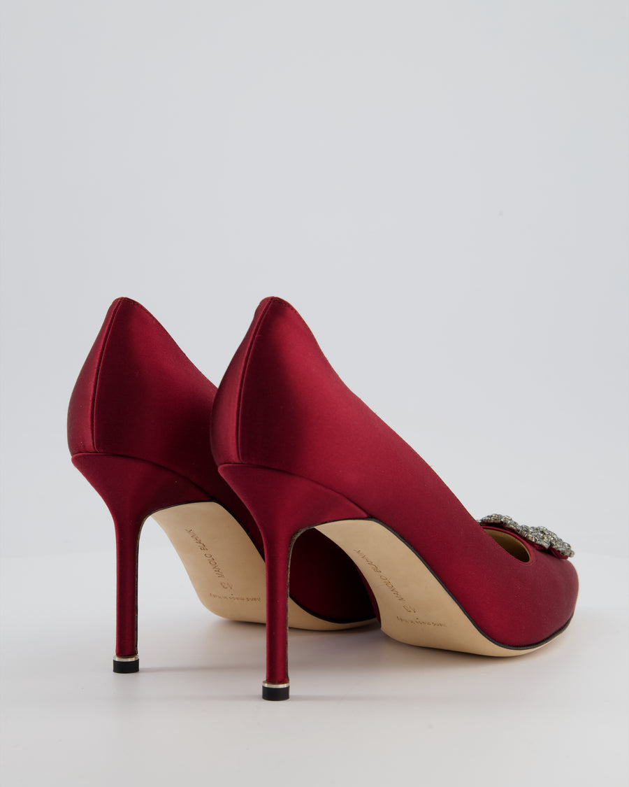 Manolo Blahnik Burgundy Satin Hangisi Heels Size EU 43 RRP £1,035