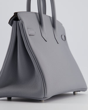 *RARE* Hermès Birkin 25 Retourne Bag in Gris Pantin Togo Leather with Palladium Hardware
