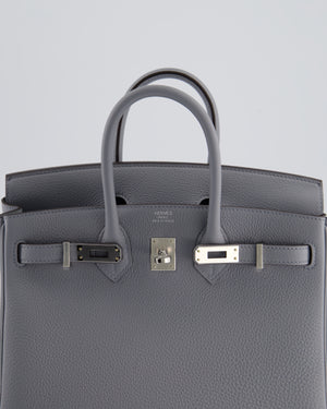 *RARE* Hermès Birkin 25 Retourne Bag in Gris Pantin Togo Leather with Palladium Hardware
