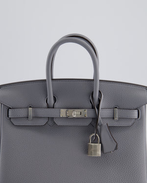 *RARE* Hermès Birkin 25 Retourne Bag in Gris Pantin Togo Leather with Palladium Hardware
