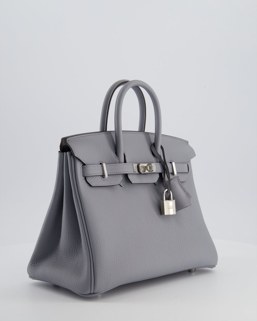 *RARE* Hermès Birkin 25 Retourne Bag in Gris Pantin Togo Leather with Palladium Hardware