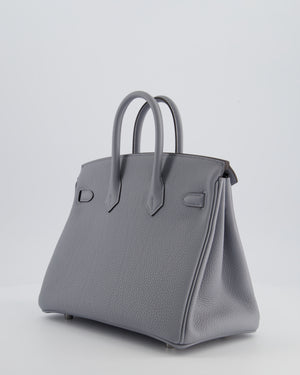 *RARE* Hermès Birkin 25 Retourne Bag in Gris Pantin Togo Leather with Palladium Hardware