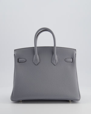 *RARE* Hermès Birkin 25 Retourne Bag in Gris Pantin Togo Leather with Palladium Hardware