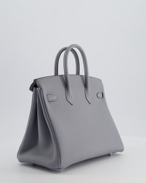 *RARE* Hermès Birkin 25 Retourne Bag in Gris Pantin Togo Leather with Palladium Hardware