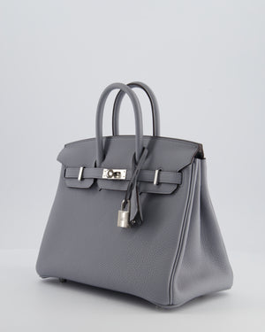 *RARE* Hermès Birkin 25 Retourne Bag in Gris Pantin Togo Leather with Palladium Hardware