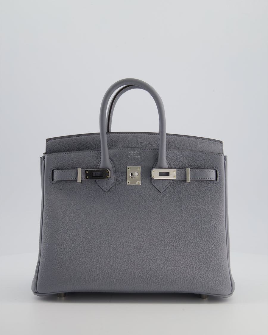 *RARE* Hermès Birkin 25 Retourne Bag in Gris Pantin Togo Leather with Palladium Hardware