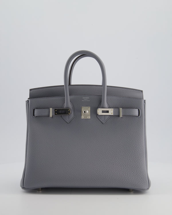 *RARE* Hermès Birkin 25 Retourne Bag in Gris Pantin Togo Leather with Palladium Hardware