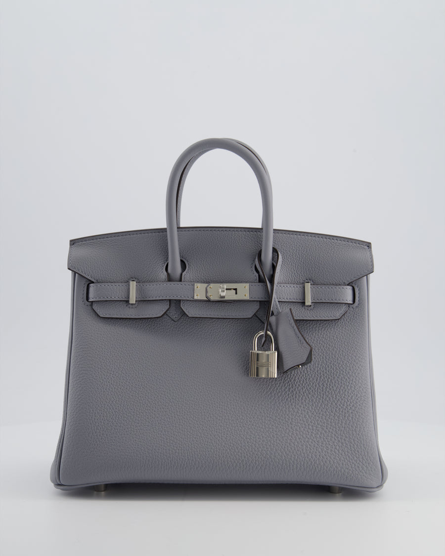 *RARE* Hermès Birkin 25 Retourne Bag in Gris Pantin Togo Leather with Palladium Hardware