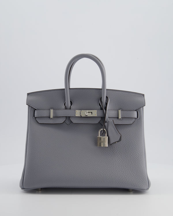 *RARE* Hermès Birkin 25 Retourne Bag in Gris Pantin Togo Leather with Palladium Hardware