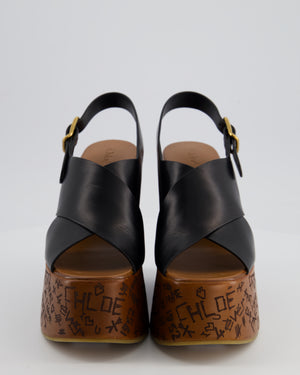 Chloé Brown Maxime 140 Leather Platform Wedge Leather Sandal Size EU 39