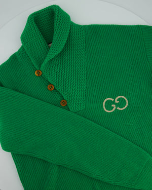 Gucci Green Cable Knit GG Button Down Jumper Size IT 42 (UK L)