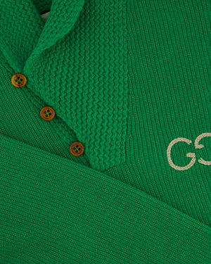 Gucci Green Cable Knit GG Button Down Jumper Size IT 42 (UK L)