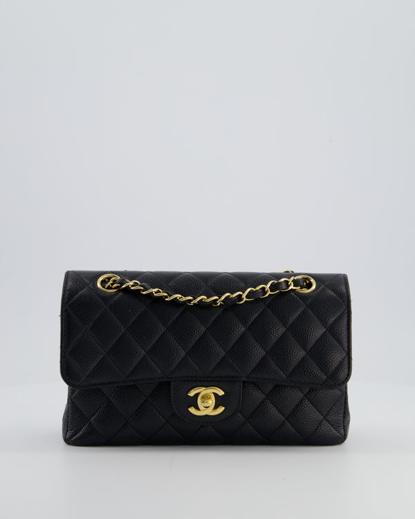 Chanel Black Small Classic Double Flap Bag in Caviar Leather with Gold Hardware