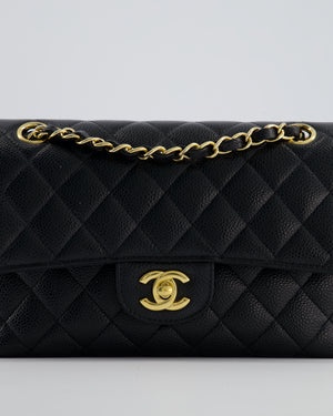 Chanel Black Small Classic Double Flap Bag in Caviar Leather with Gold Hardware