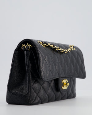 Chanel Black Small Classic Double Flap Bag in Caviar Leather with Gold Hardware