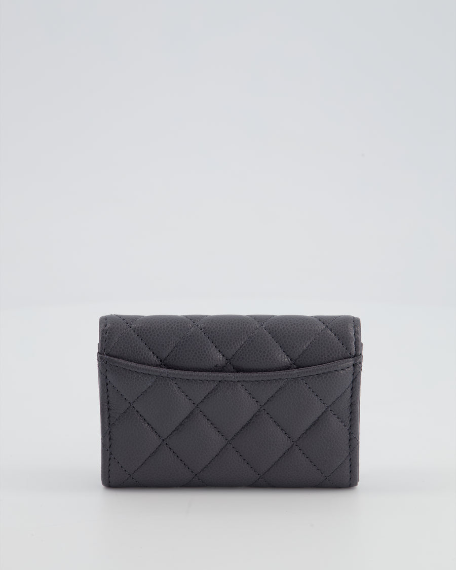 Chanel Grey Card & Coin Holder in Caviar Leather with CC Logo