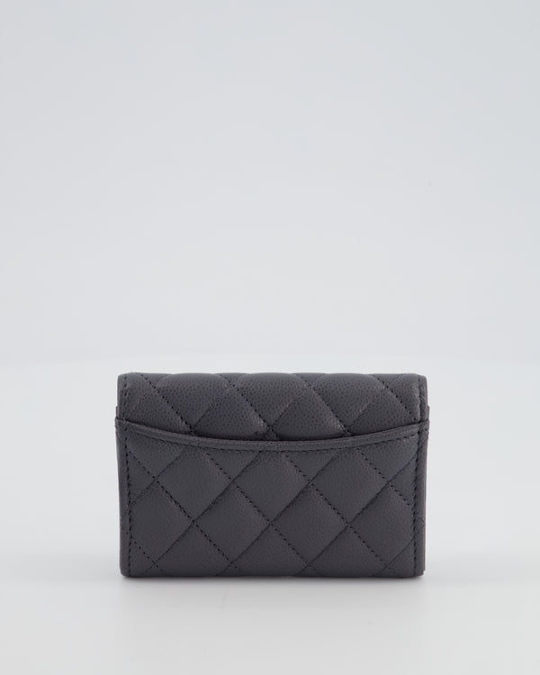 Chanel Grey Card & Coin Holder in Caviar Leather with CC Logo
