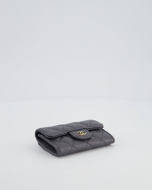 Chanel Grey Card & Coin Holder in Caviar Leather with CC Logo