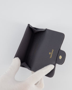Chanel Grey Card & Coin Holder in Caviar Leather with CC Logo