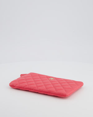 Chanel Hot Pink Zip Wallet in Caviar Leather with Champagne Gold Hardware
