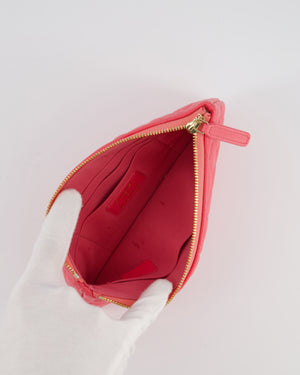 Chanel Hot Pink Zip Wallet in Caviar Leather with Champagne Gold Hardware