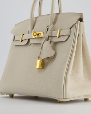 *HOT* Hermès Birkin 25 Retourne Bag in Craie Togo Leather with Gold Hardware