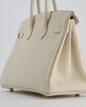 *HOT* Hermès Birkin 25 Retourne Bag in Craie Togo Leather with Gold Hardware