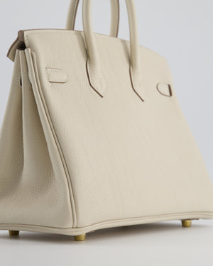 *HOT* Hermès Birkin 25 Retourne Bag in Craie Togo Leather with Gold Hardware