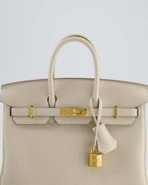*HOT* Hermès Birkin 25 Retourne Bag in Craie Togo Leather with Gold Hardware