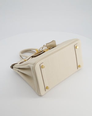 *HOT* Hermès Birkin 25 Retourne Bag in Craie Togo Leather with Gold Hardware