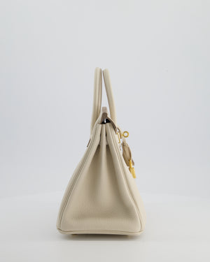 *HOT* Hermès Birkin 25 Retourne Bag in Craie Togo Leather with Gold Hardware