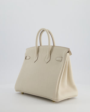 *HOT* Hermès Birkin 25 Retourne Bag in Craie Togo Leather with Gold Hardware
