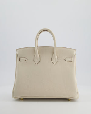 *HOT* Hermès Birkin 25 Retourne Bag in Craie Togo Leather with Gold Hardware