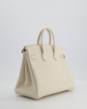 *HOT* Hermès Birkin 25 Retourne Bag in Craie Togo Leather with Gold Hardware