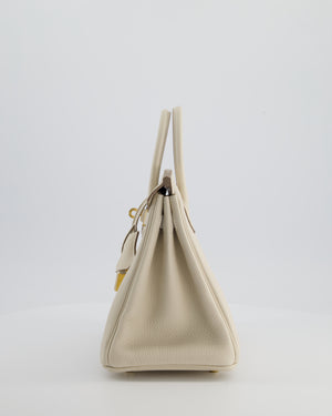 *HOT* Hermès Birkin 25 Retourne Bag in Craie Togo Leather with Gold Hardware