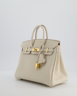 *HOT* Hermès Birkin 25 Retourne Bag in Craie Togo Leather with Gold Hardware