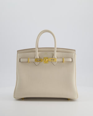 *HOT* Hermès Birkin 25 Retourne Bag in Craie Togo Leather with Gold Hardware