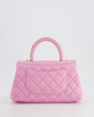 *HOT COLOUR* Chanel 23P Barbie Pink Mini Coco Flap Top Handle Bag in Caviar Quilted Leather with Gold Hardware